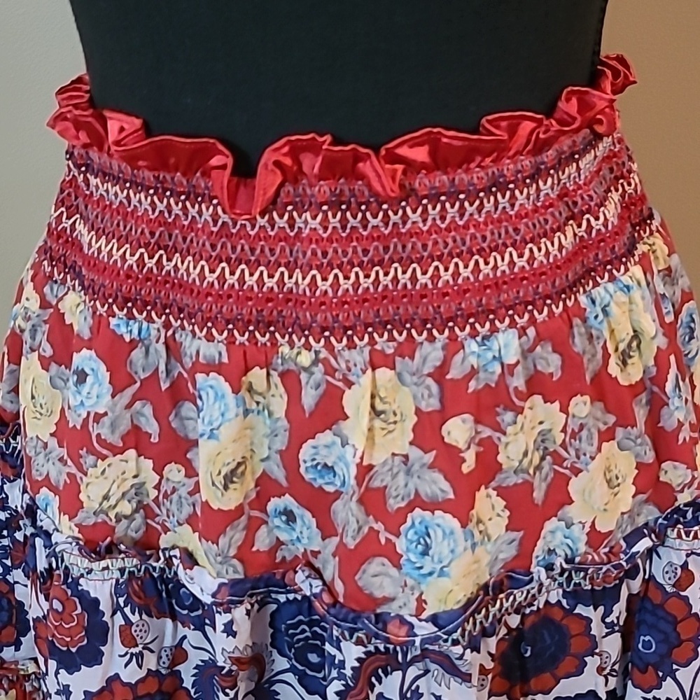 BOHEMIAN Tiered Floral Print Flowy Swing Skirt, Frida Kahlo Vibes, Size Small - Picture 4 of 12
